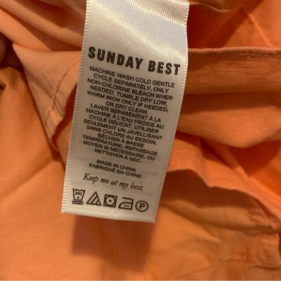 Sunday Best Vibrant Neon Orange Linen Blend Lined Spaghetti Strap Mini Dress M - Picture 4 of 9